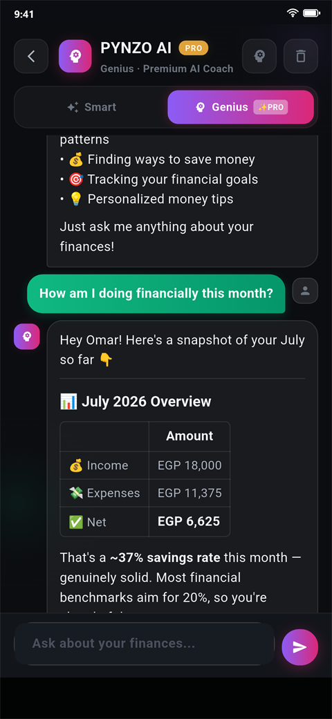 AI financial coach chat