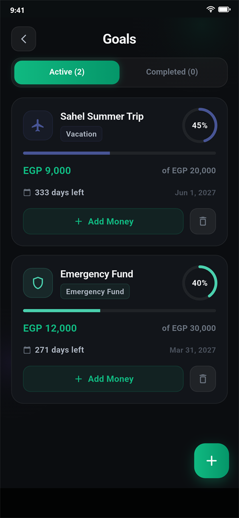 Savings goals